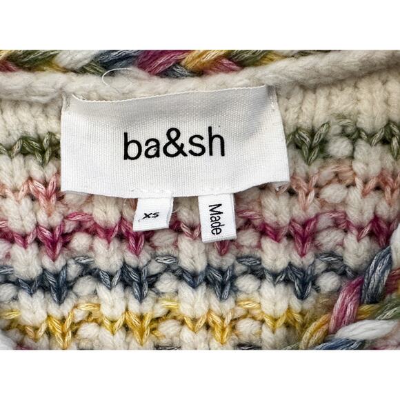 Ba&sh Bianca Multi Chunky Wool Knit Round Neck Button Cardigan Sweater XS - Picture 3 of 7